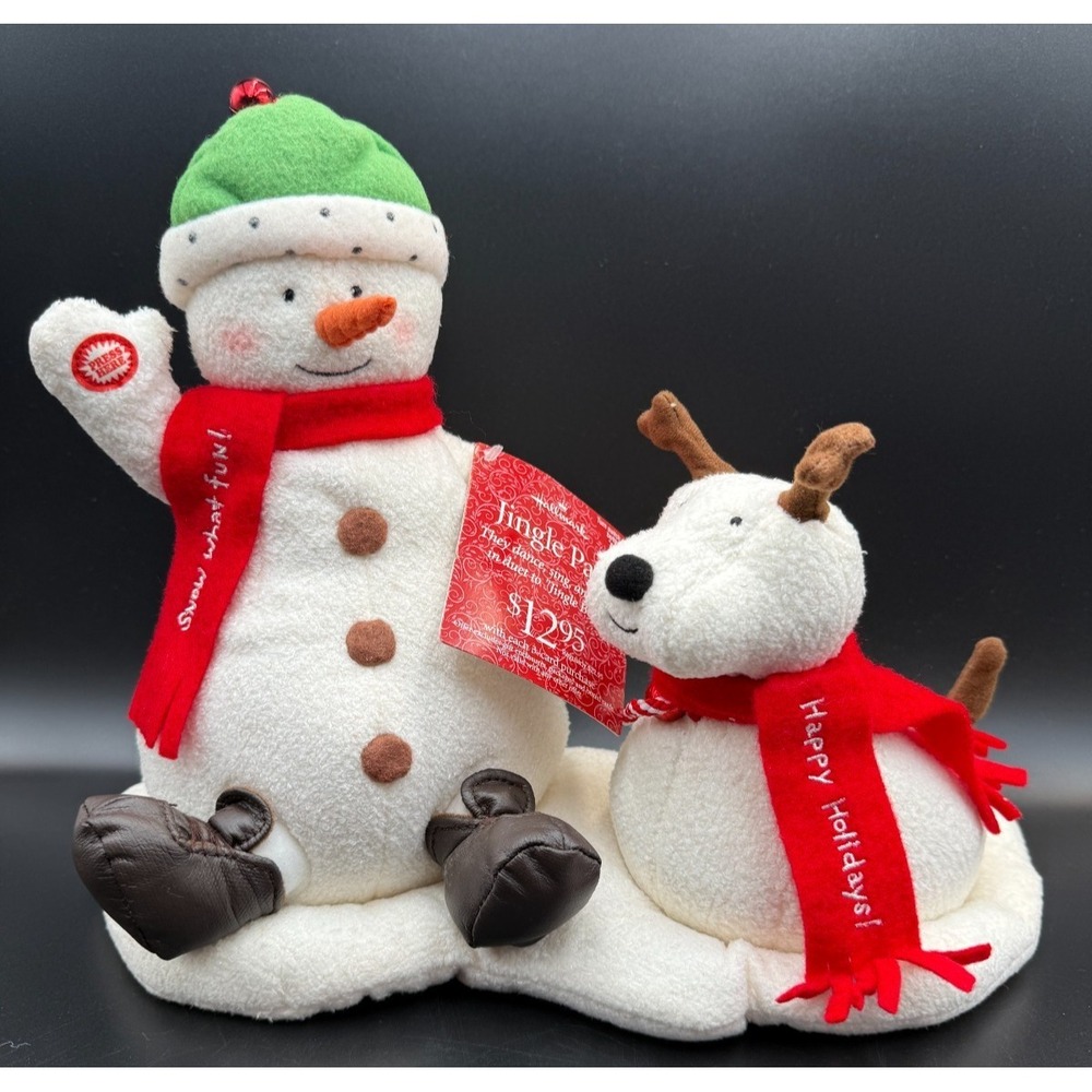 Hallmark Jingle Pals Snow What Fun Snowman Dog Dance Sing Bark Works NOS - VIDEO